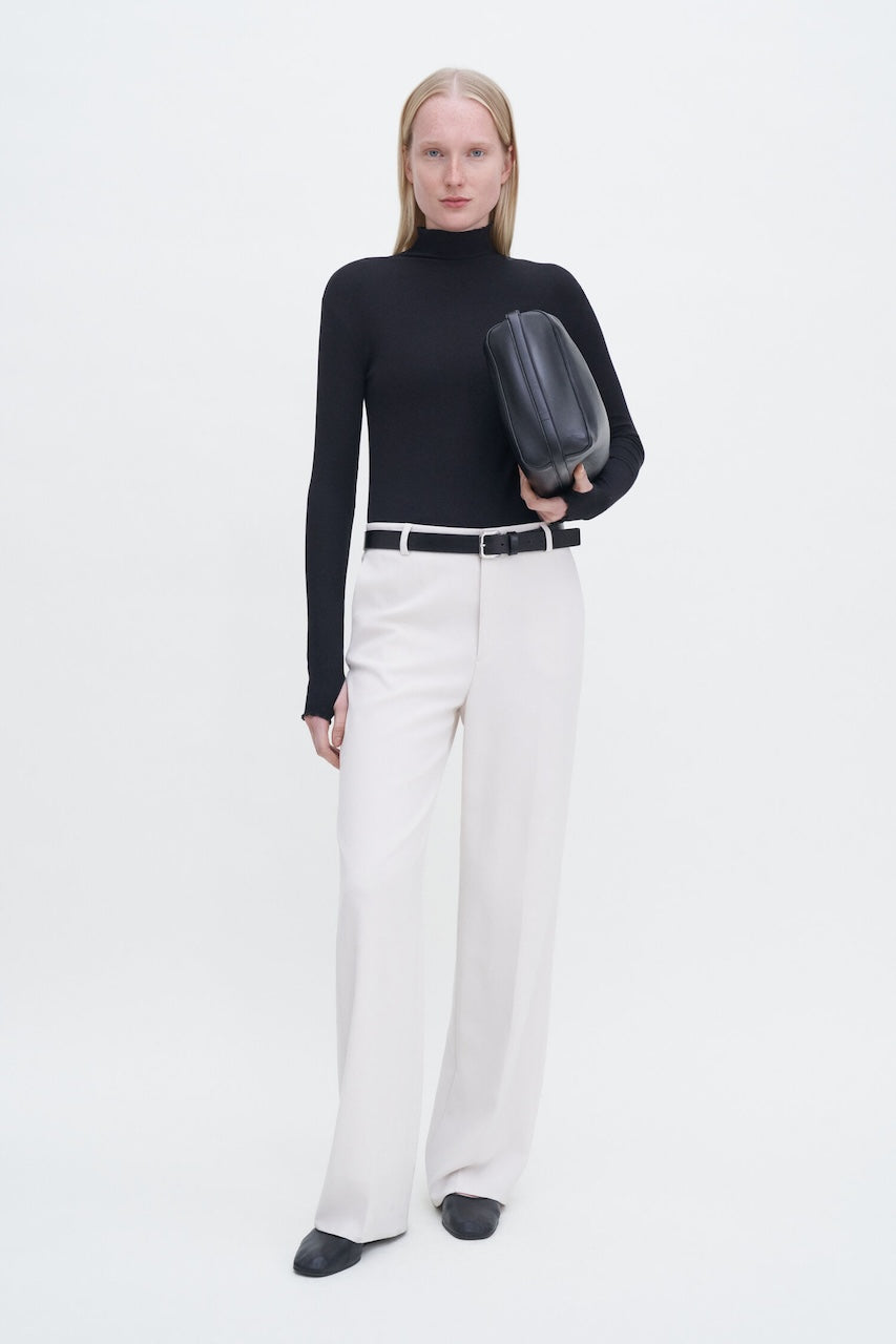 Rib Mock Neck Top black