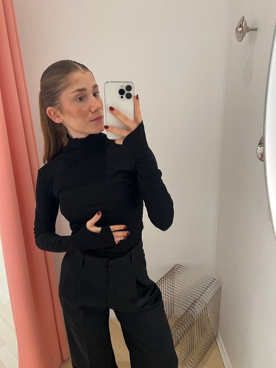 Rib Mock Neck Top black