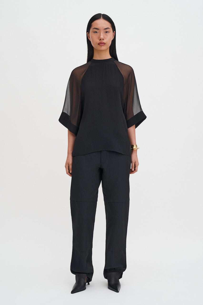 Sheer Raglan Blouse black