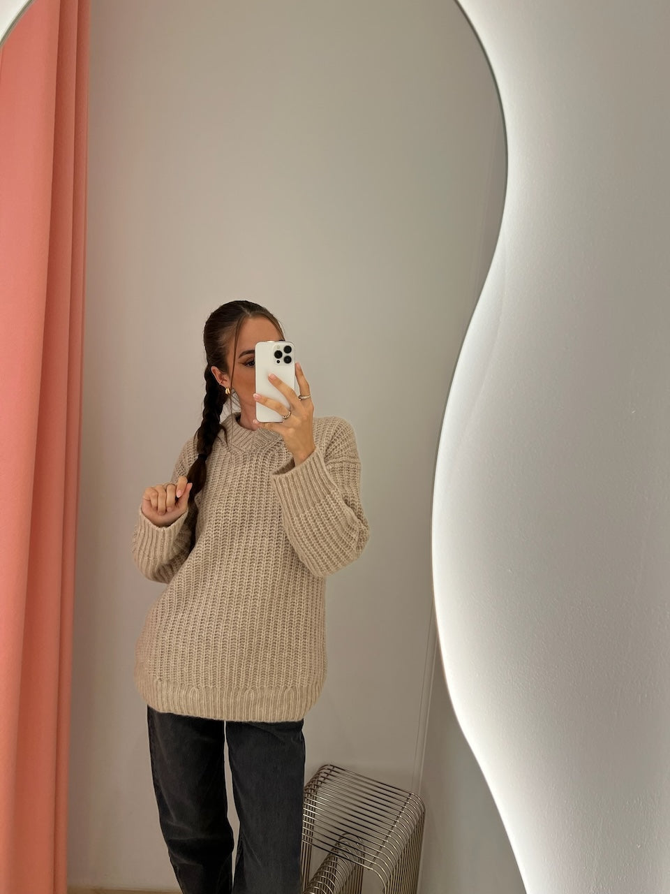Soft Alpaca V-Neck Sweater light beige