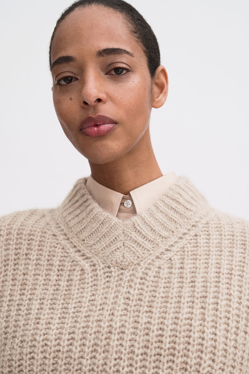 Soft Alpaca V-Neck Sweater light beige