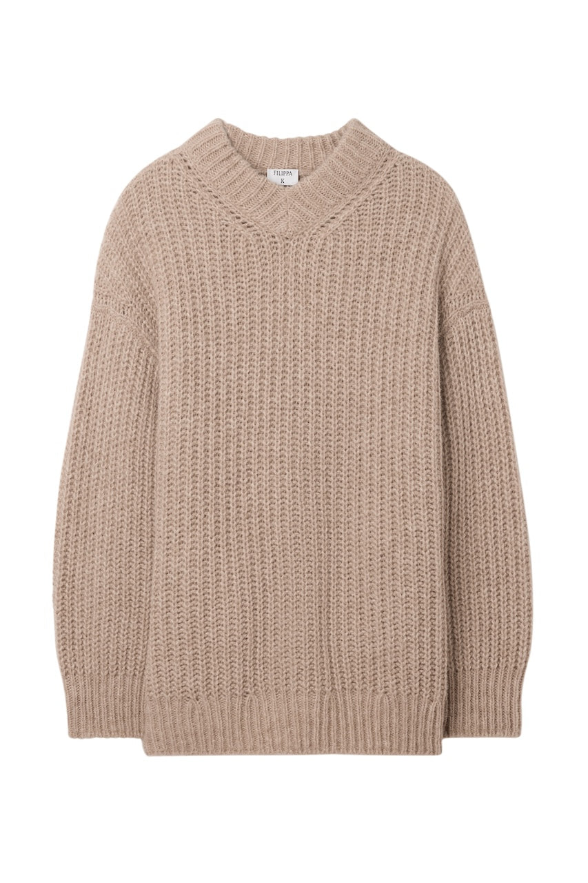 Soft Alpaca V-Neck Sweater light beige