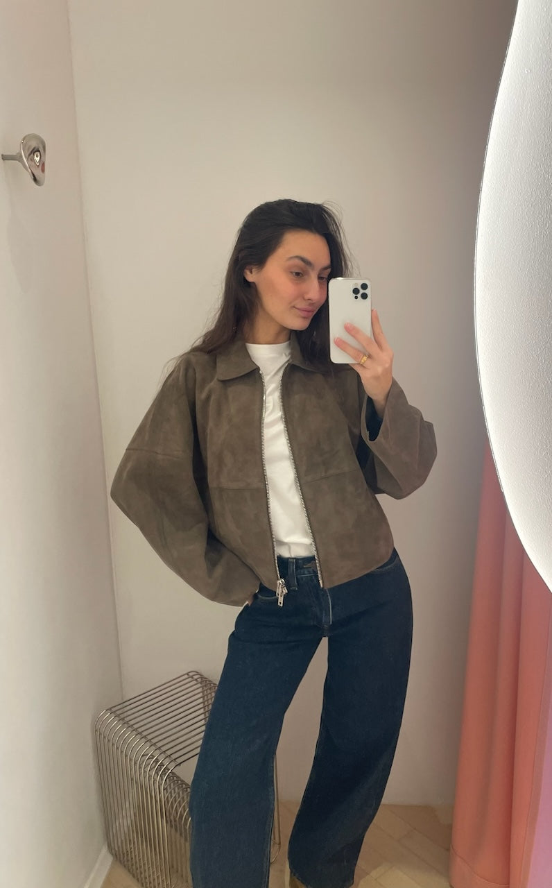 Suede Coach Jacket olive green