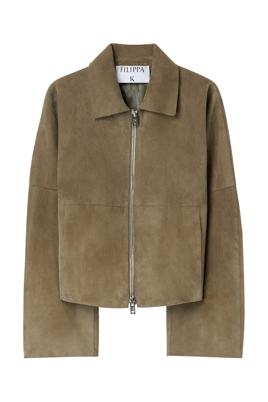 Suede Coach Jacket olive green