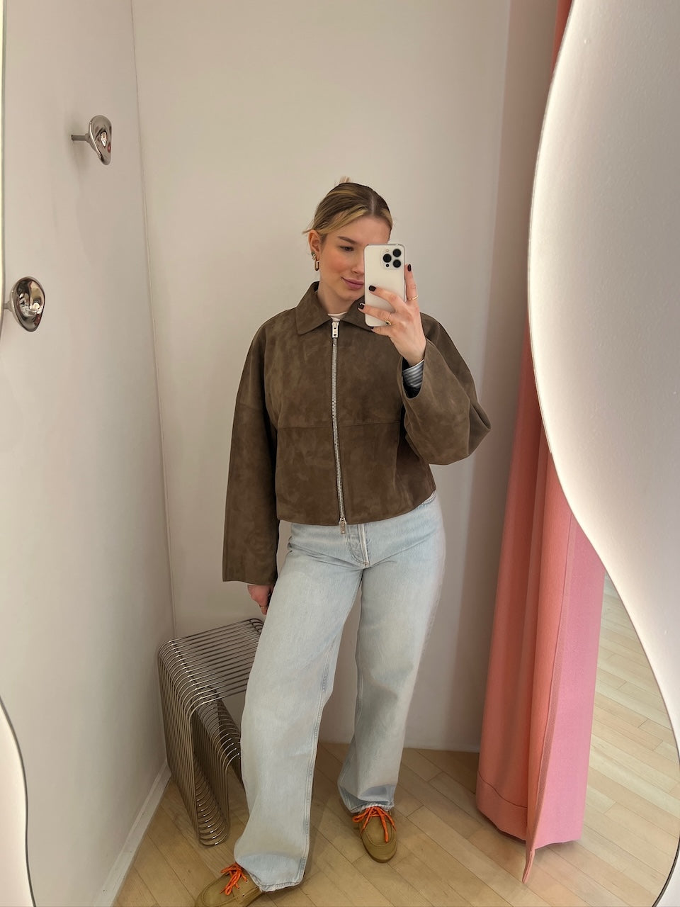 Suede Coach Jacket olive green