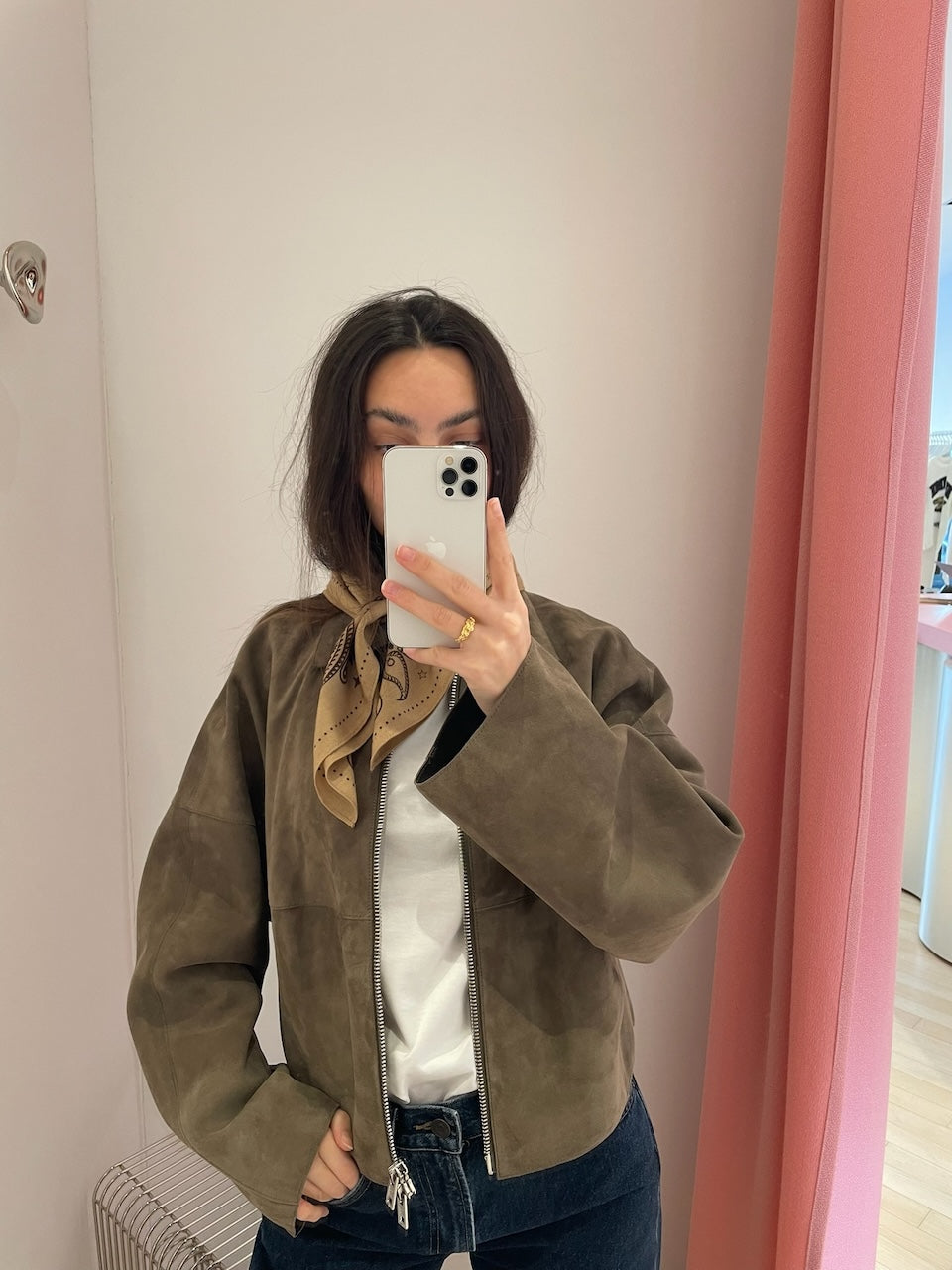 Suede Coach Jacket olive green