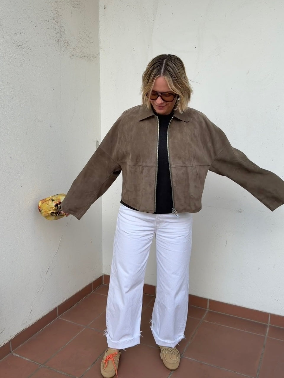 Suede Coach Jacket olive green