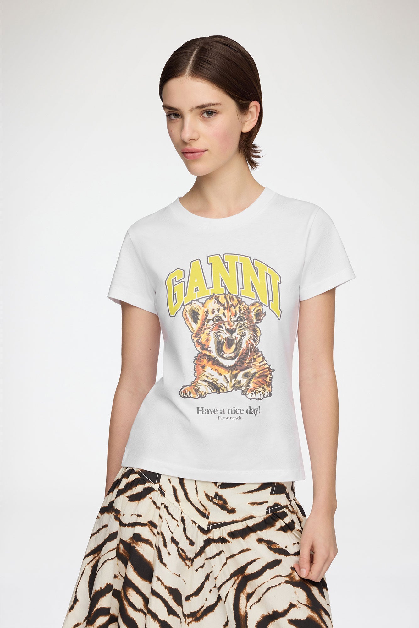 Basic Cotton Jersey Baby Fit Tiger bright white
