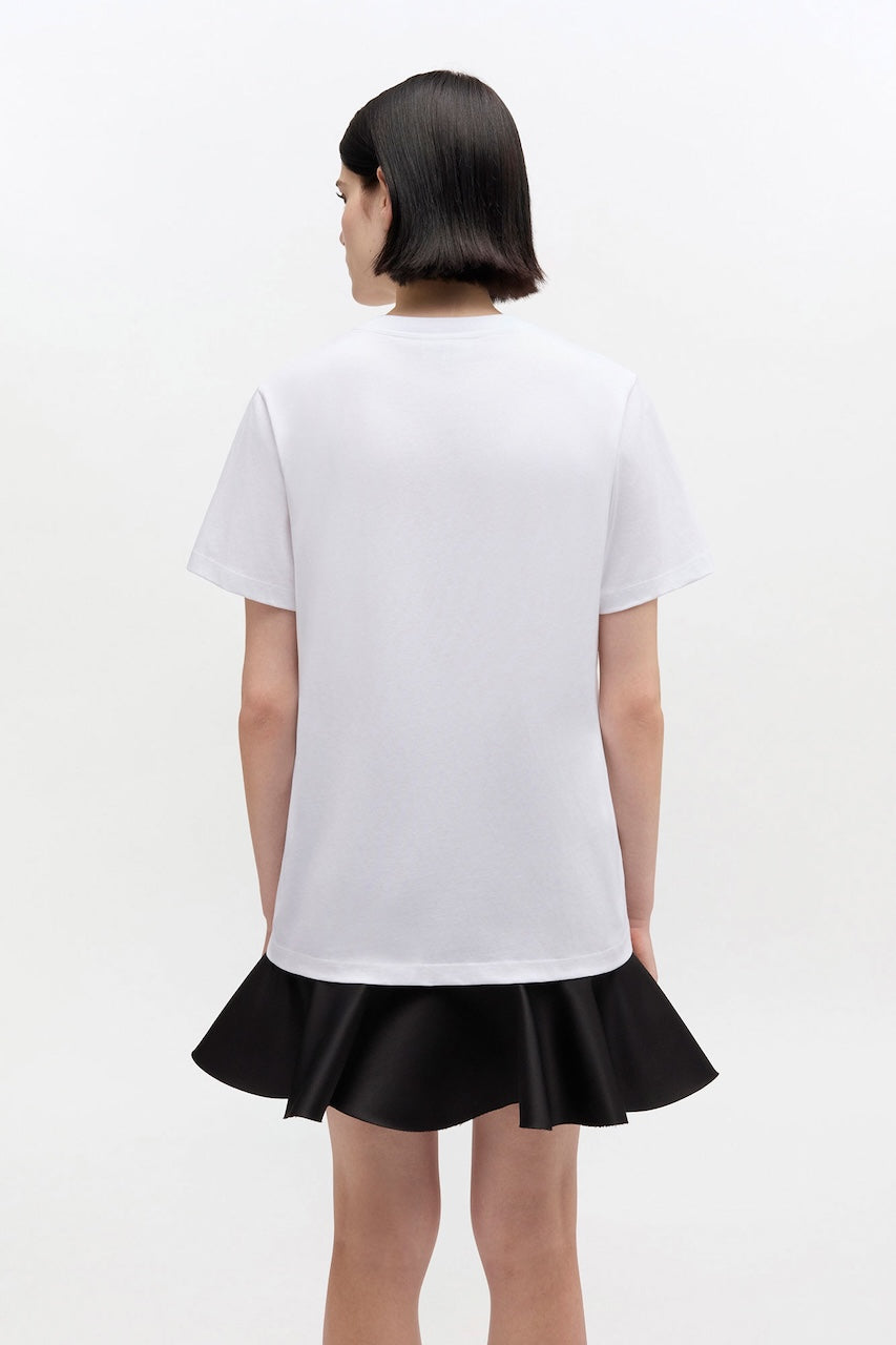 Basic Cotton Jersey T-shirt Boots Print bright white