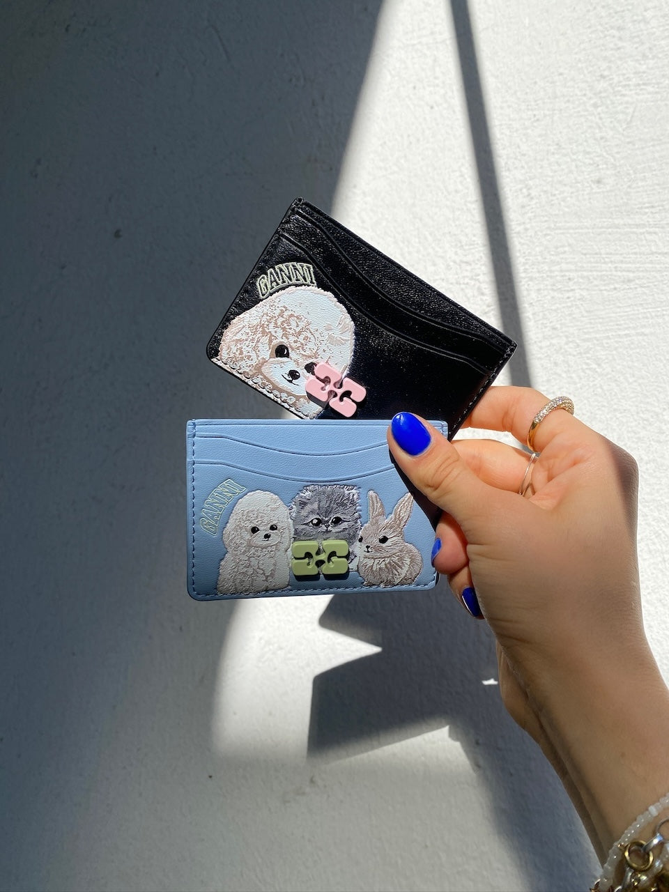 Ganni Bou Card Holder Animals black