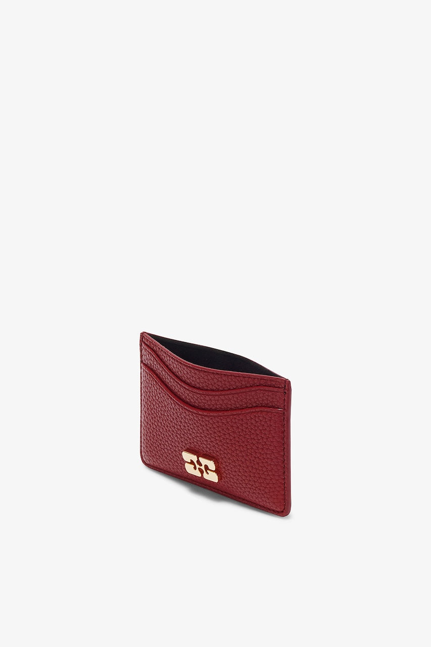 Card Holder Grained Gold red dahlia