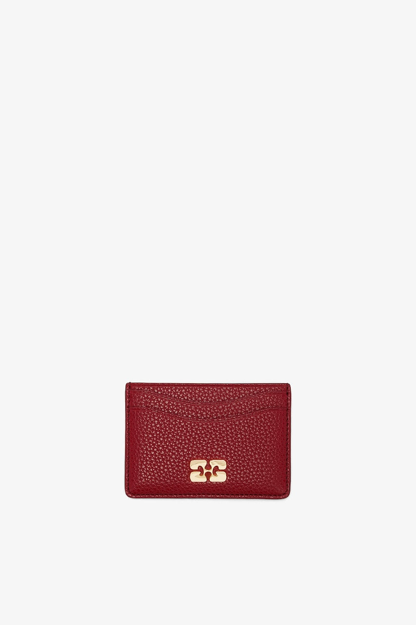 Card Holder Grained Gold red dahlia