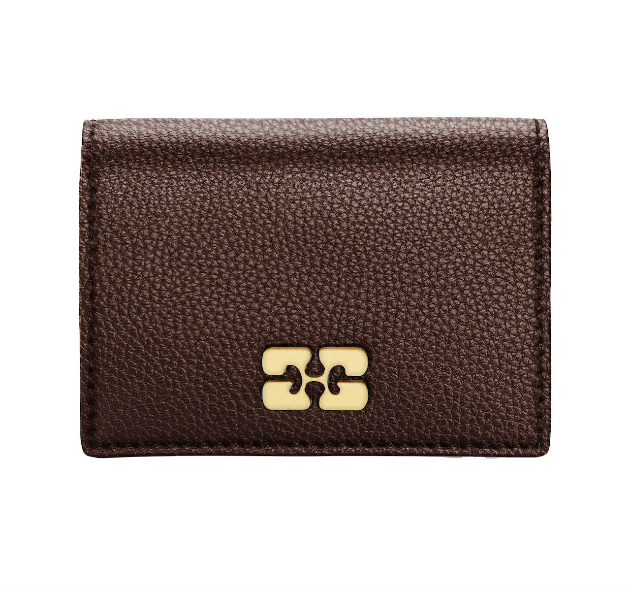 Ganni Card Holder With Flap Grained chicory coffee