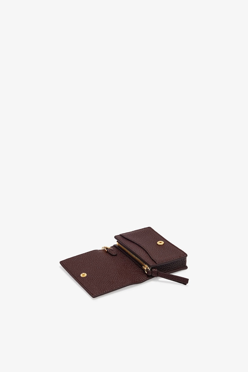 Ganni Card Holder With Flap Grained chicory coffee