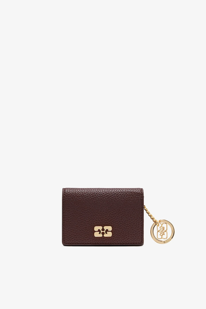 Ganni Card Holder With Flap Grained chicory coffee