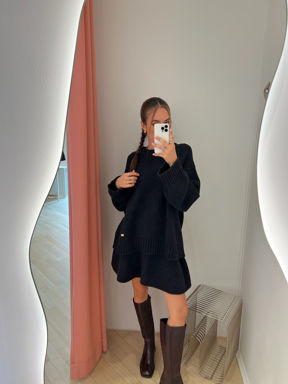 Chunky Wool Mix Mini Skirt phantom