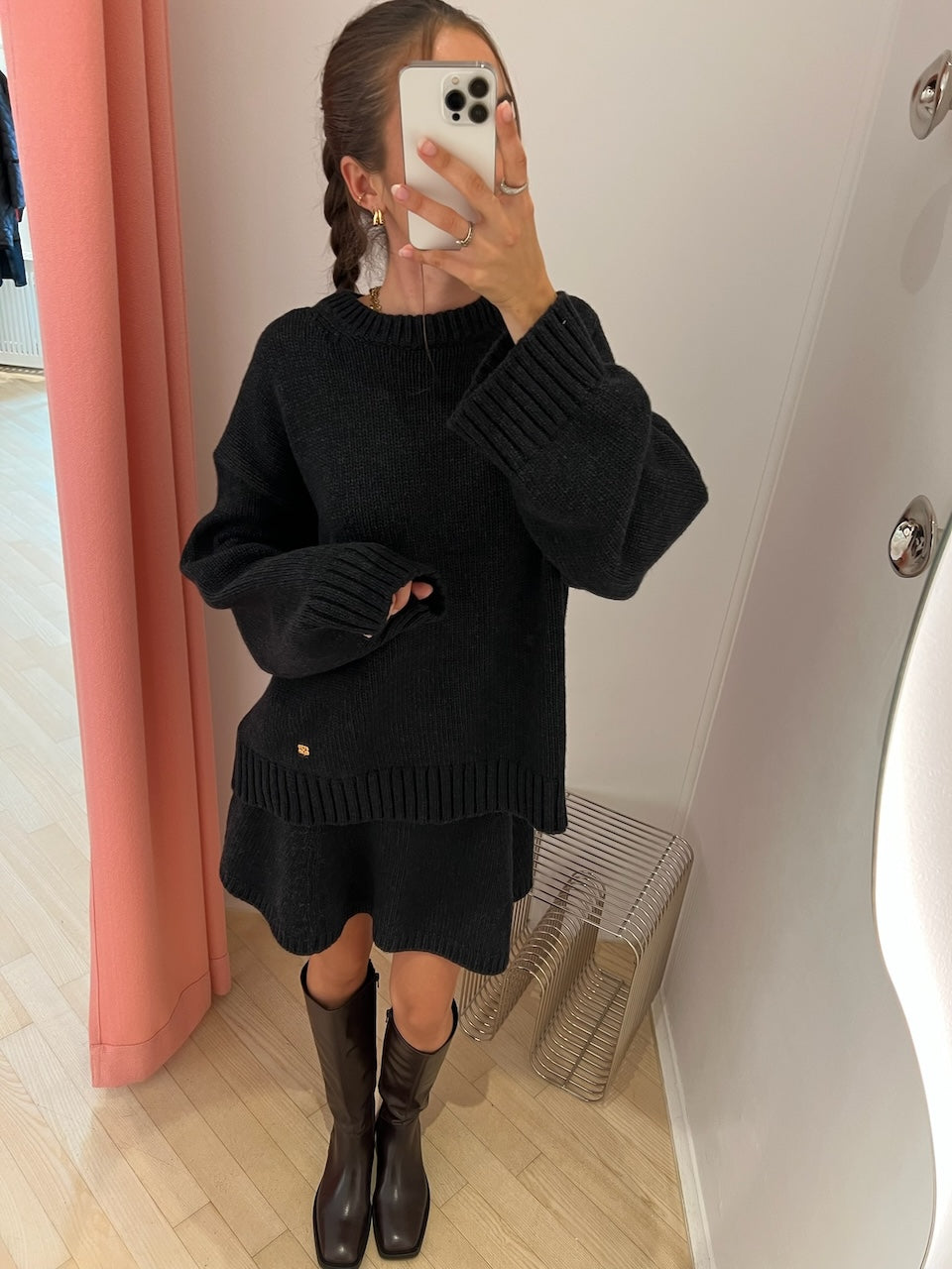 Chunky Wool Mix Mini Skirt phantom