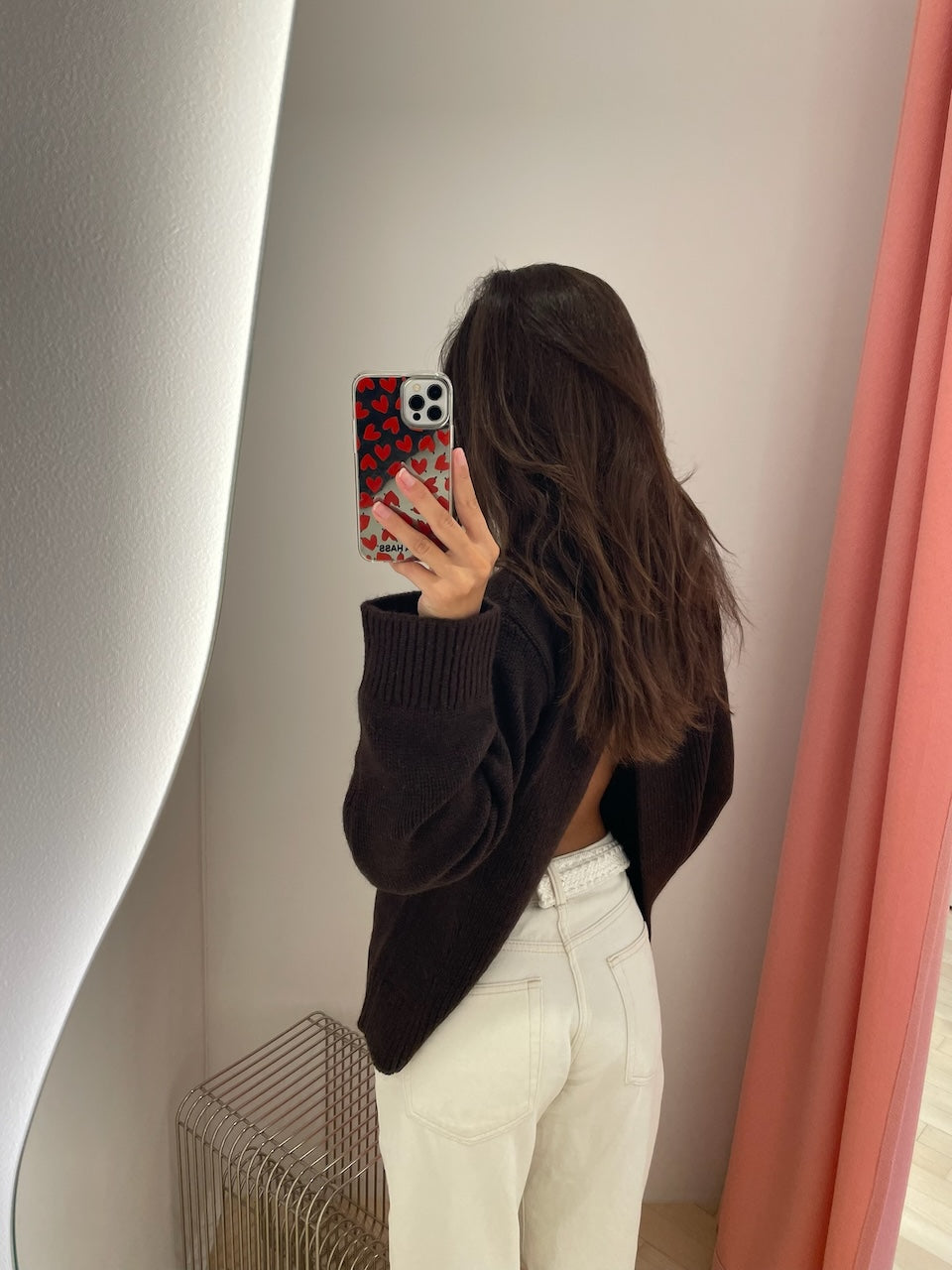 Chunky Yak Mix Open Back Pullover shaved chocolate