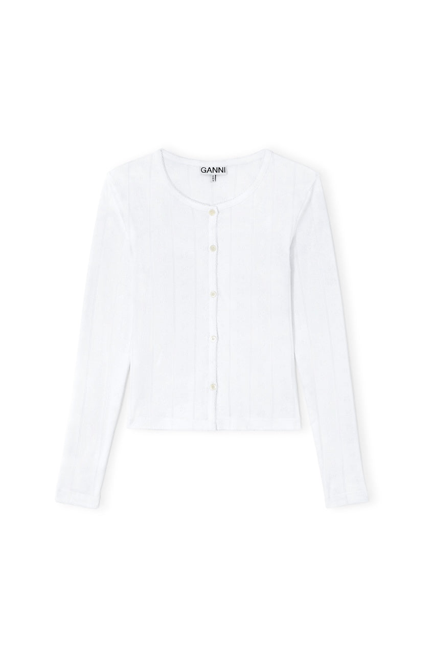 Pointelle Rib Longsleeve bright white