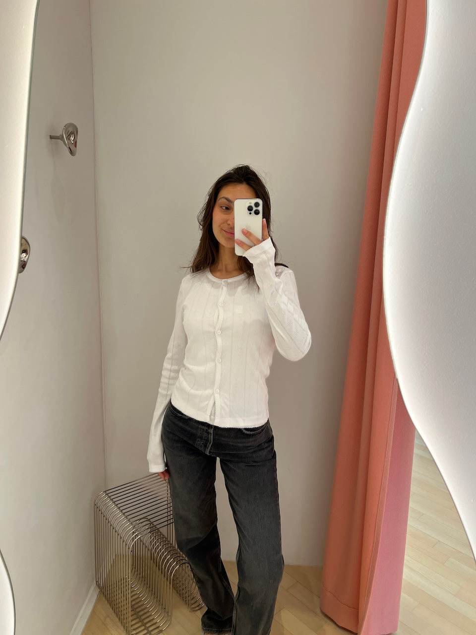 Pointelle Rib Longsleeve bright white