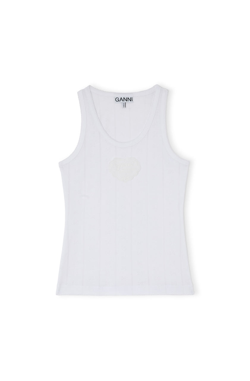 Compact Pointelle Rib Jersey Tank Top bright white