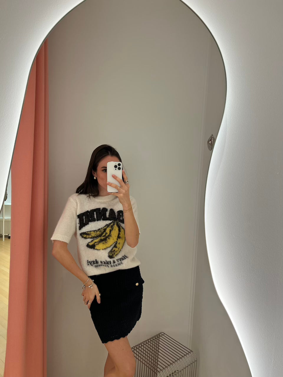 Cotton Chenille Crochet Skirt black