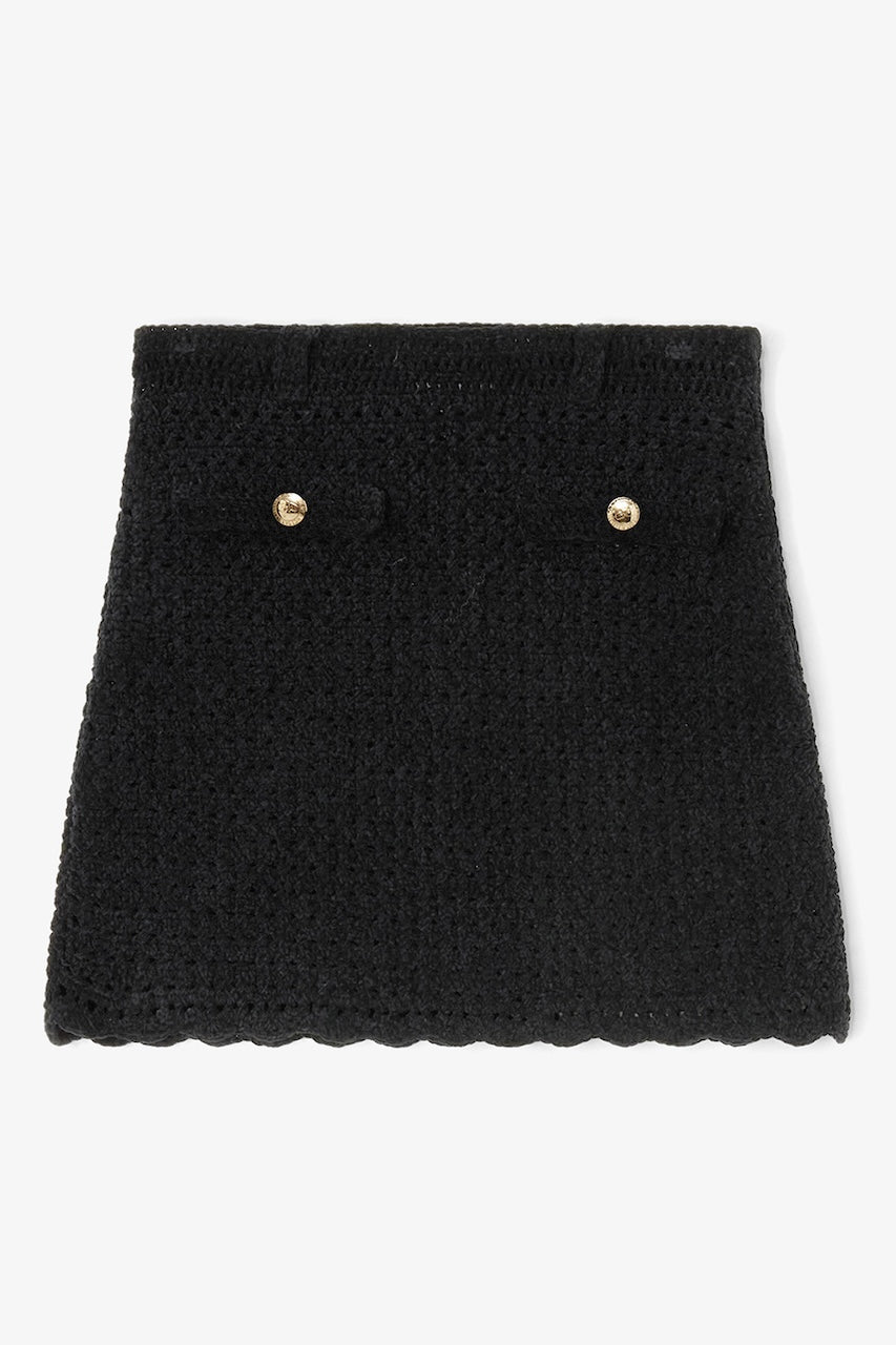 Cotton Chenille Crochet Skirt black