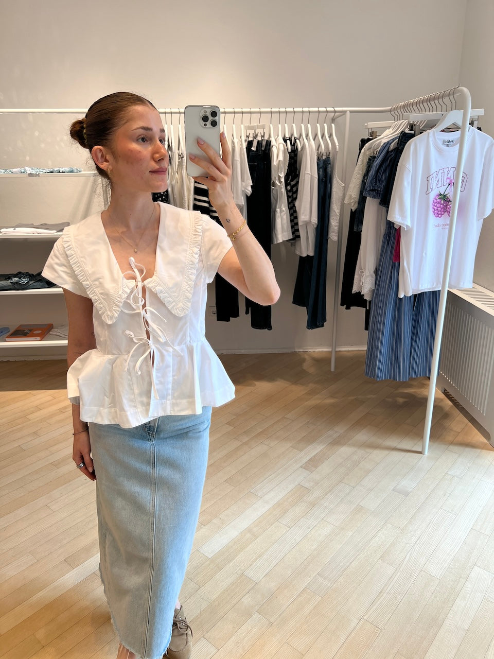 Cotton Poplin Collar Blouse bright white