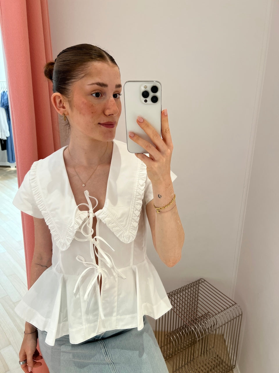 Cotton Poplin Collar Blouse bright white