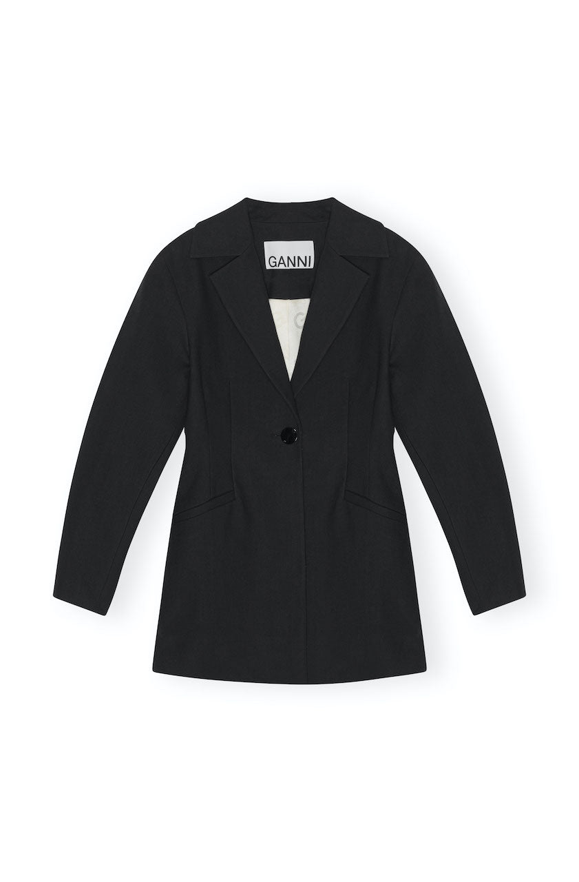 Cotton Suiting Fitted Blazer black