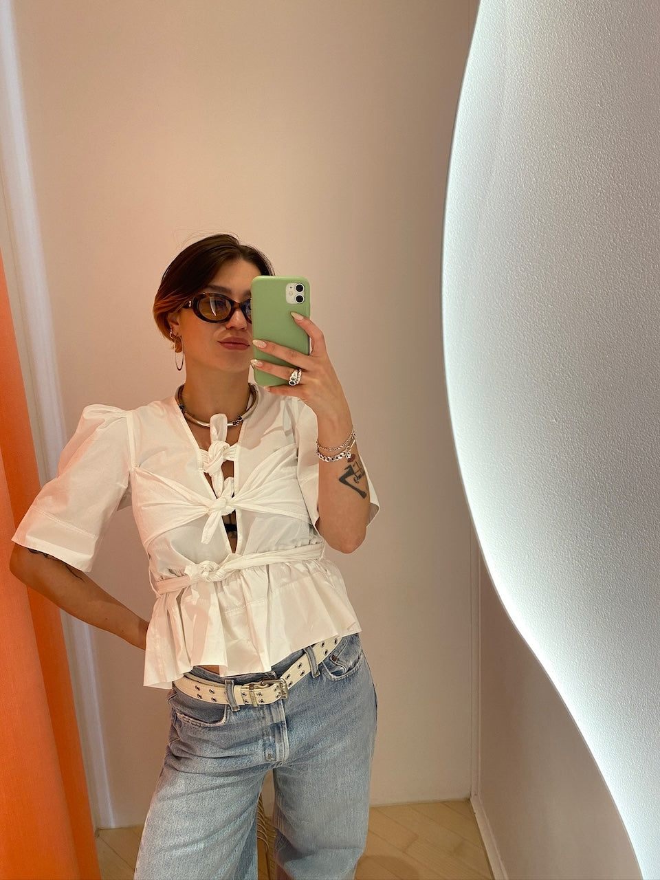 Double Eyelet Belt egret