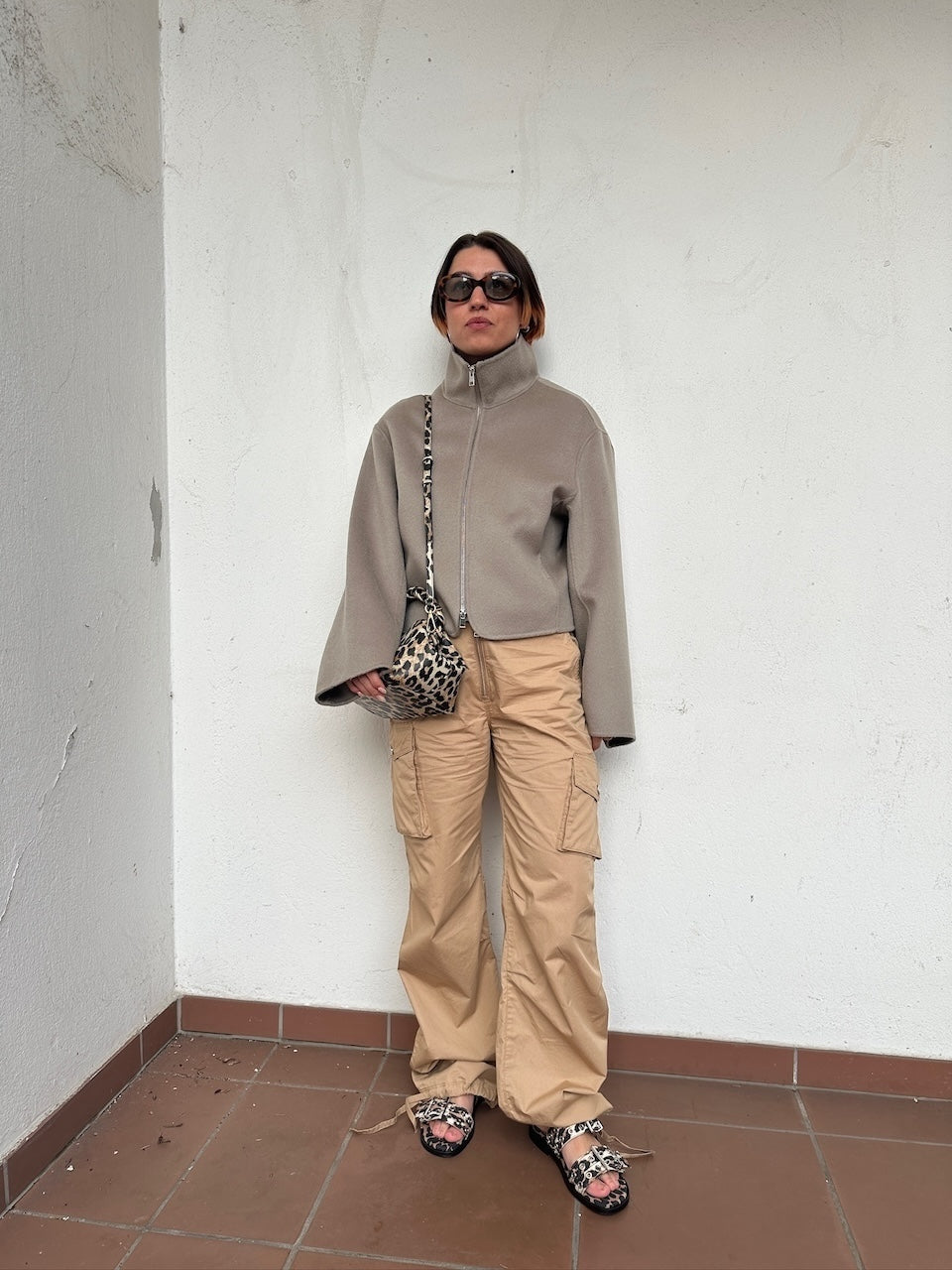 Feminine Buckle Two Strap Sandal Denim Print leopard