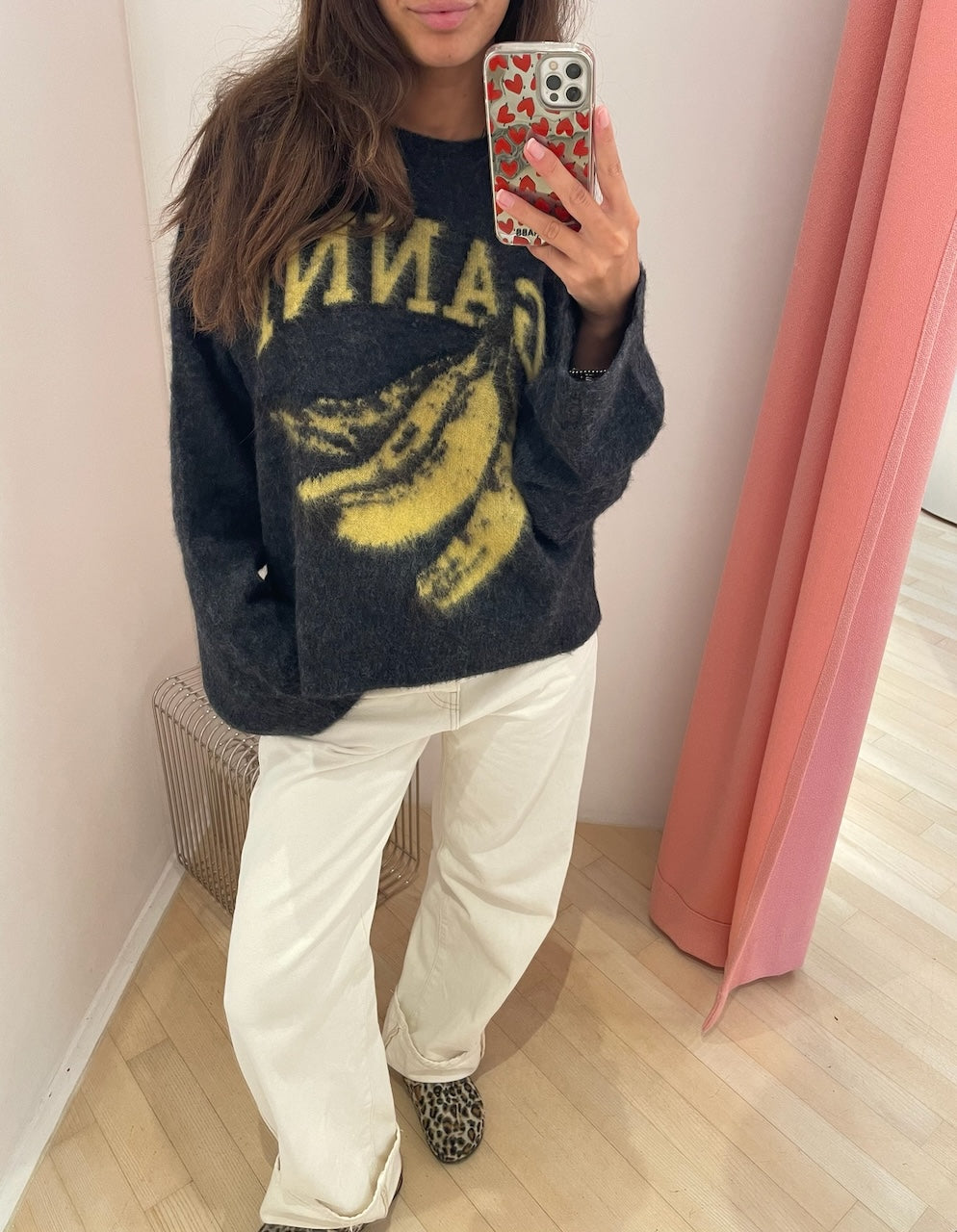 Fine Brushed Alpaca Banana Oversized O-Neck phantom