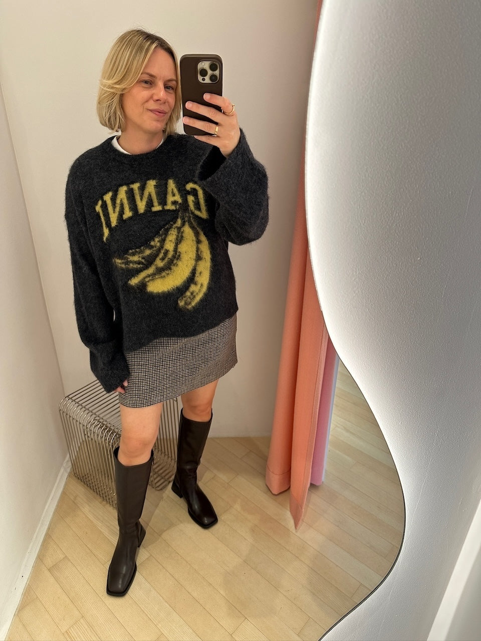 Fine Brushed Alpaca Banana Oversized O-Neck phantom