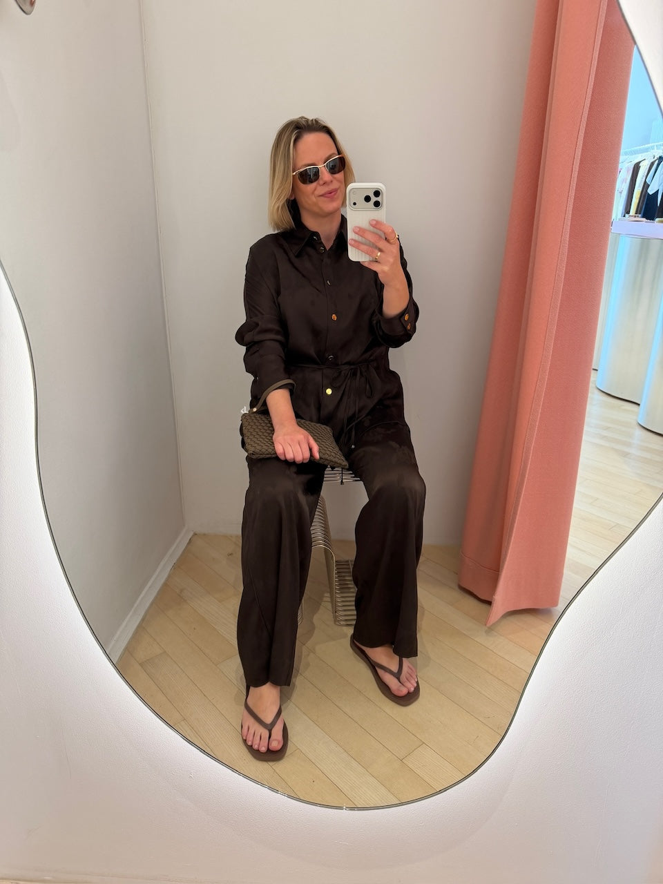 Satin Jacquard Pants demitasse