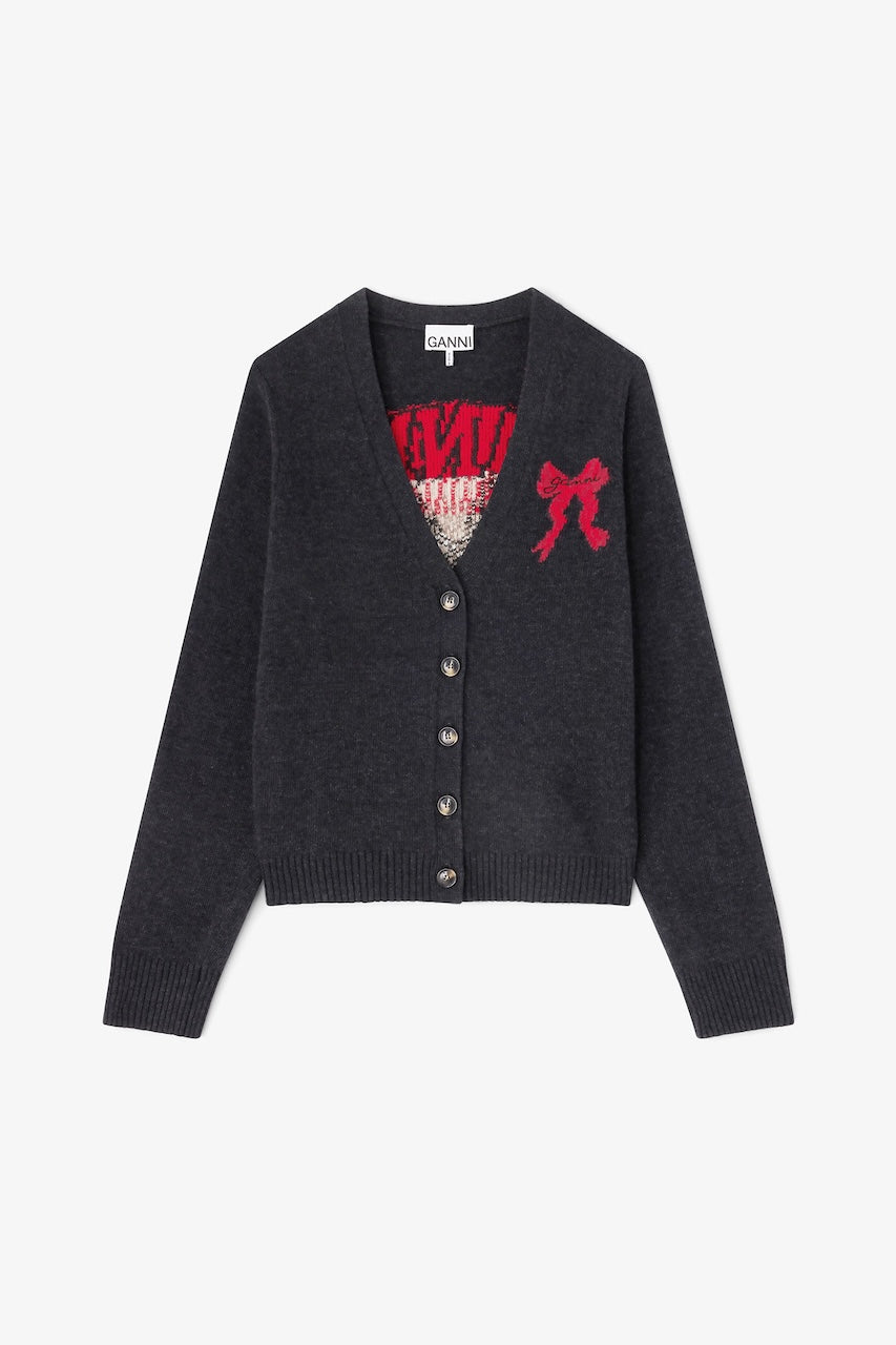 Graphic Wool Cardigan phantom