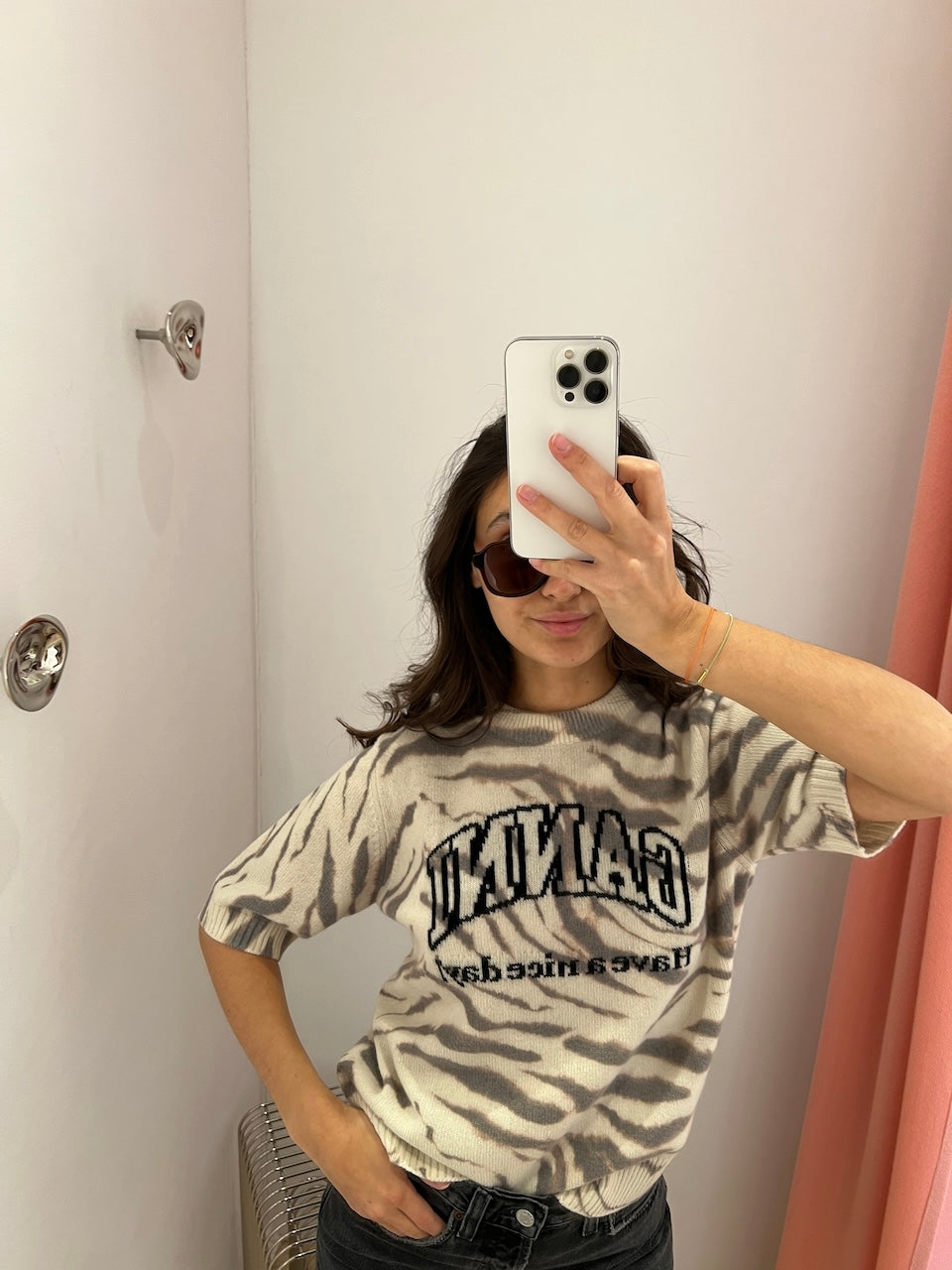 Graphic Wool Pullover egret zebra