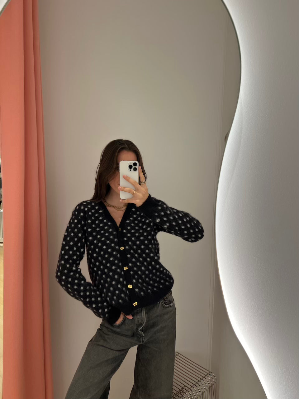 Heavy Brushed Alpaca Graphic Cardigan black