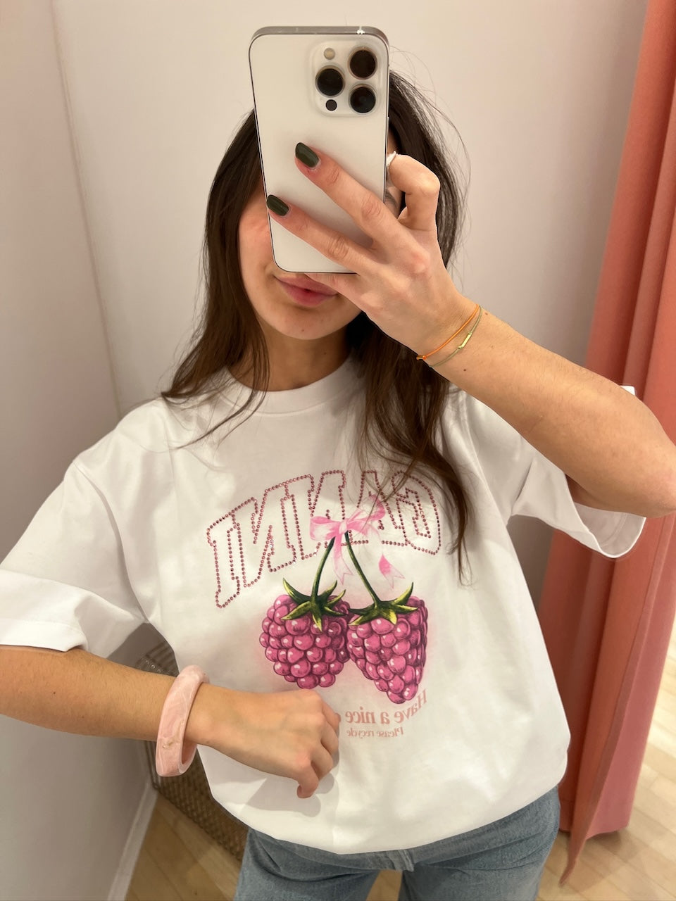 Heavy Cotton Jersey Raspberry bright white