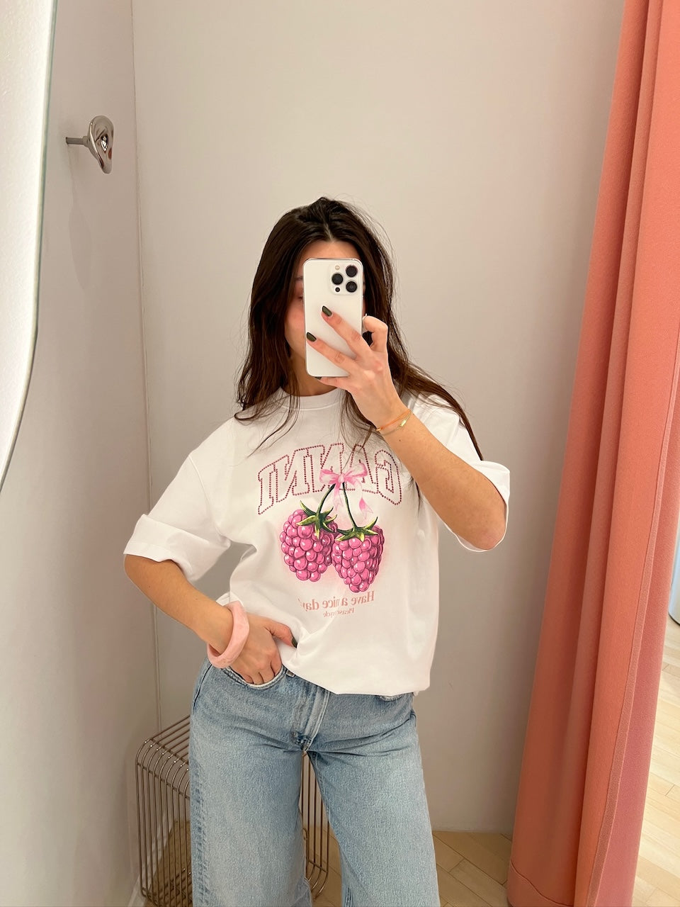 Heavy Cotton Jersey Raspberry bright white