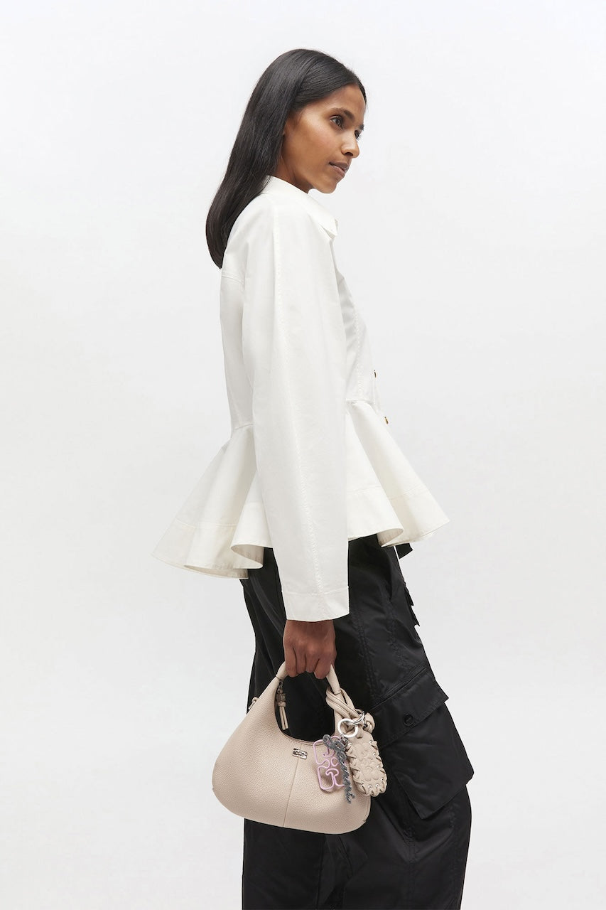 Ganni Hobo Mini Grained white pepper
