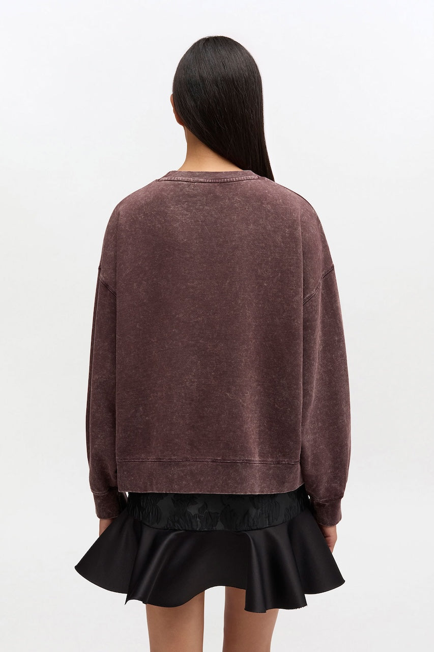 Isoli Crewneck Vintage Wash chocolate plum