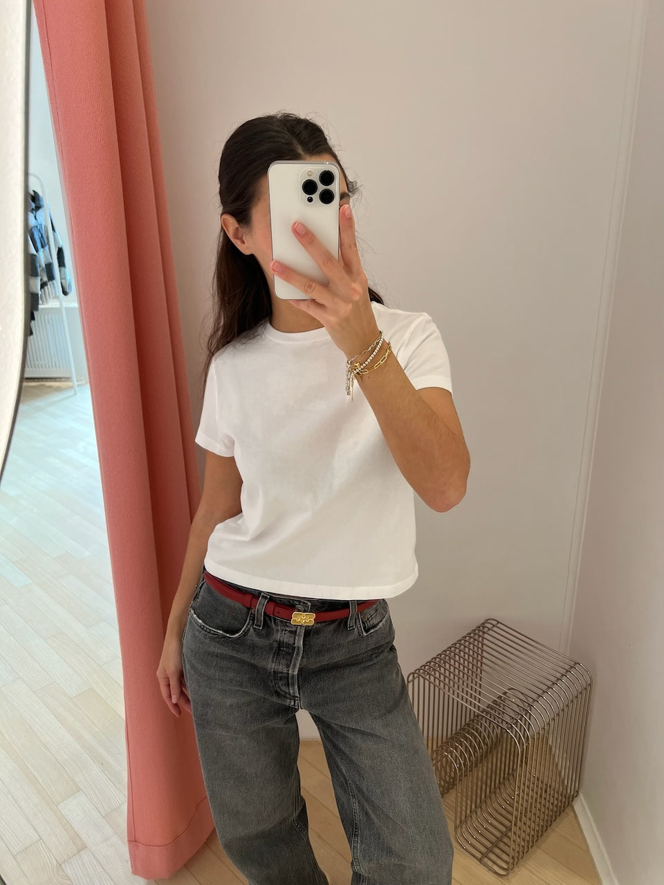 Kat Belt Small red dahlia