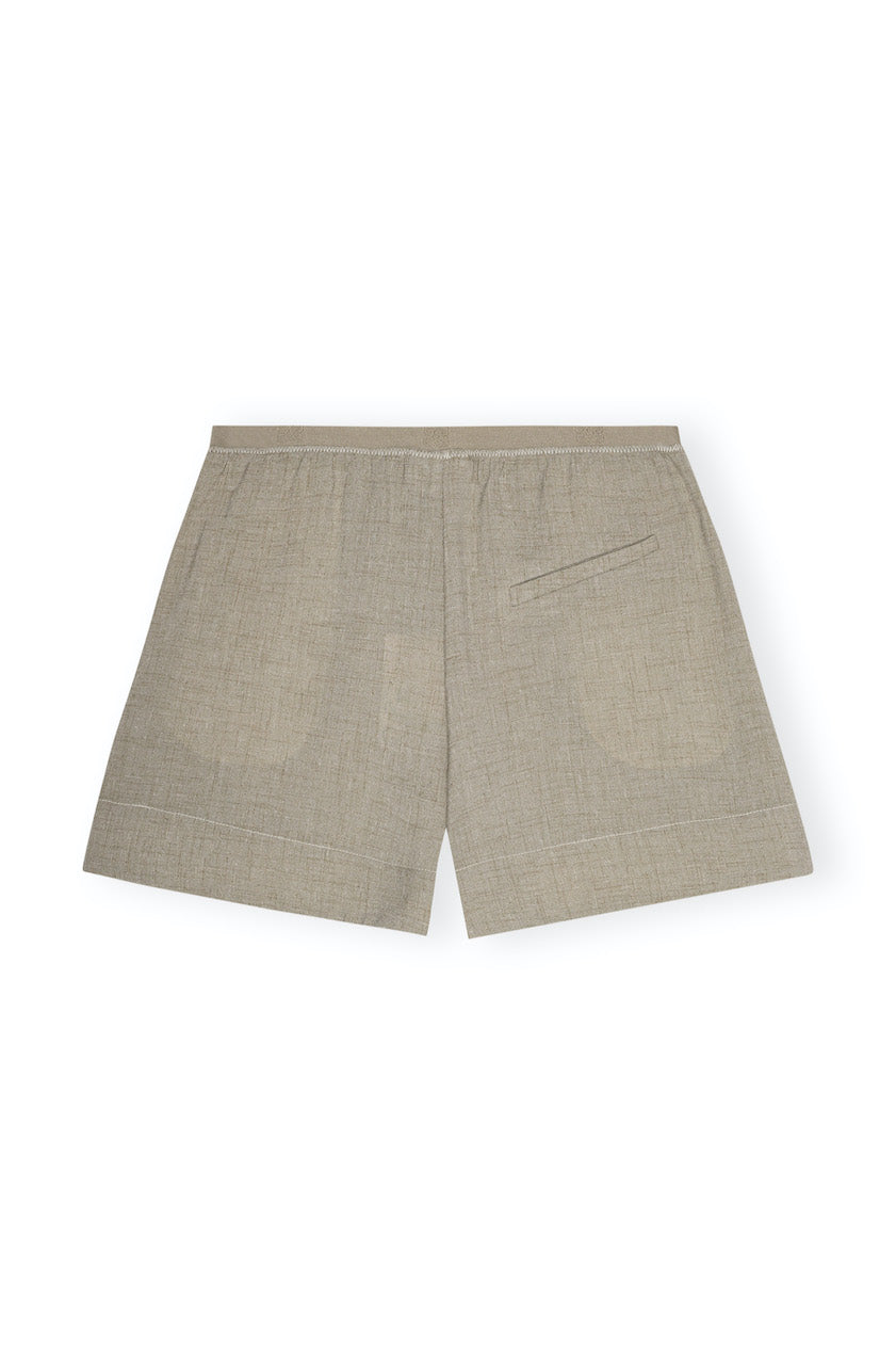 Light Melange Suiting Elasticated Shorts alfalfa