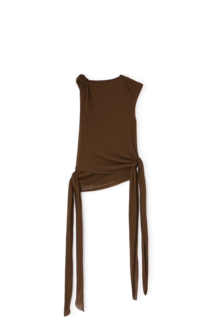 Marl Mesh Tie Knot Tank Top demitasse