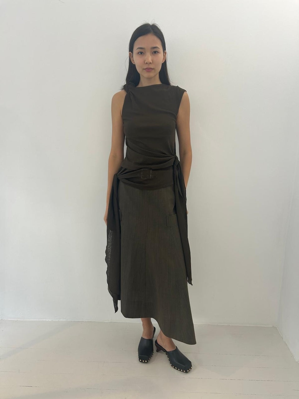 Marl Mesh Tie Knot Tank Top demitasse