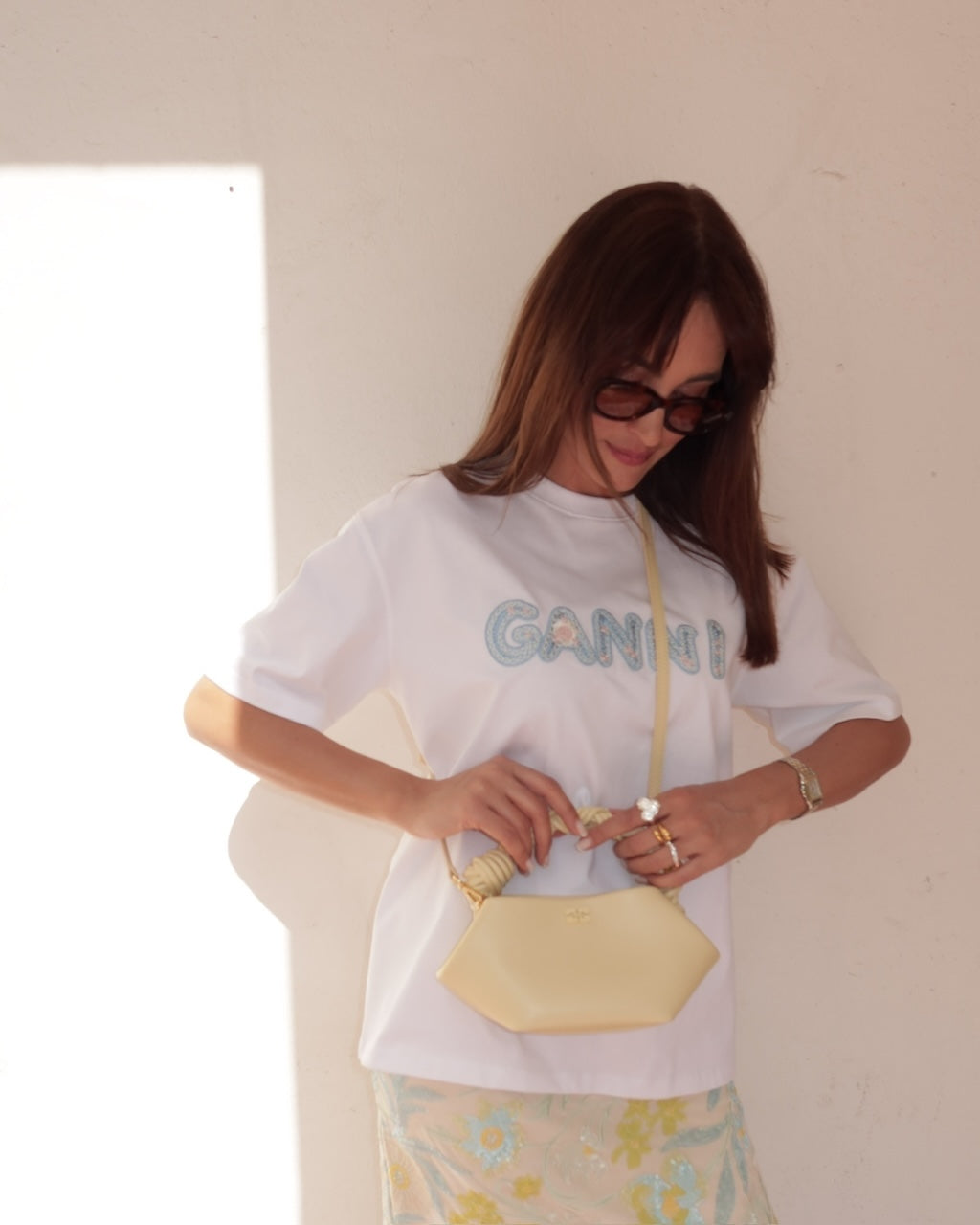 Ganni Mini Bou Bag yellow cream