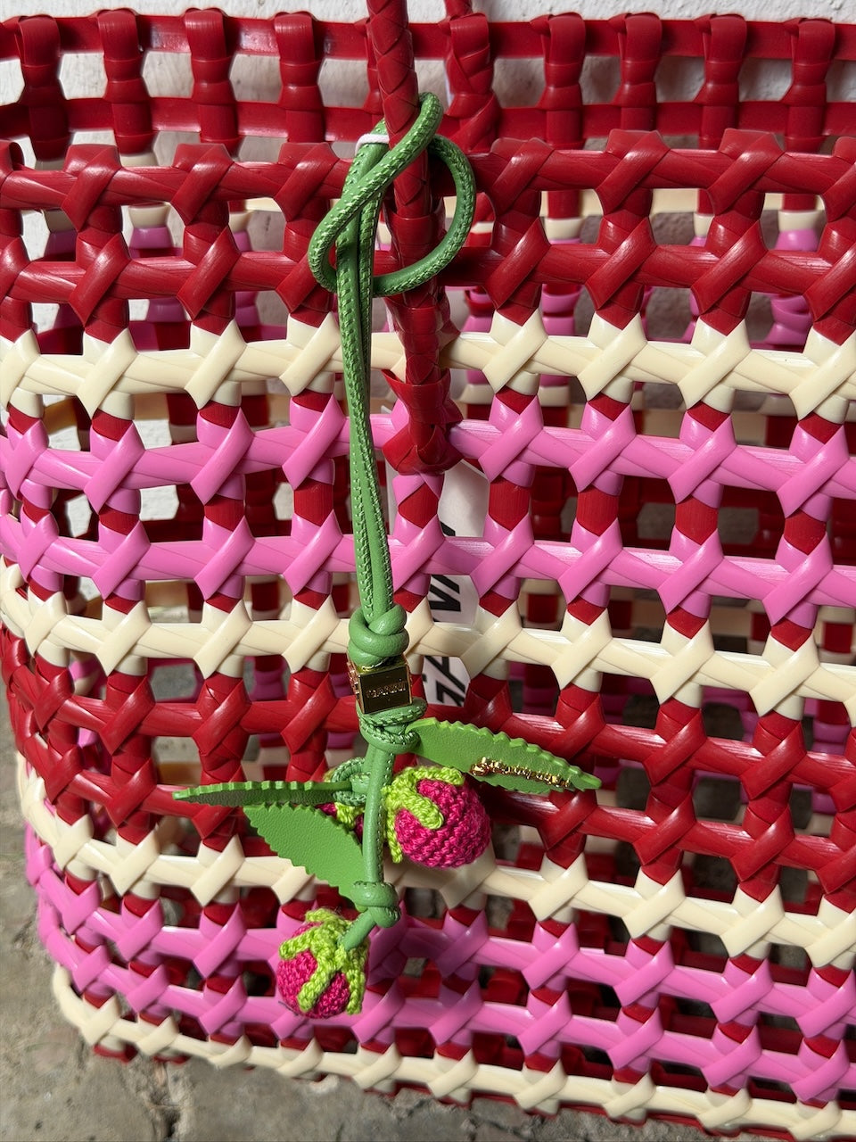 Raspberry Flower Bag Charm