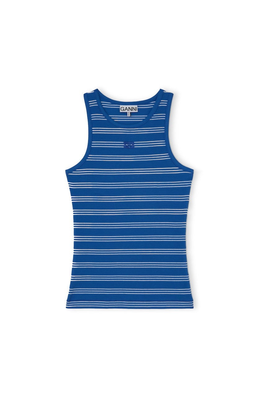 Soft Cotton Rib Stripe Tank nouvean navy
