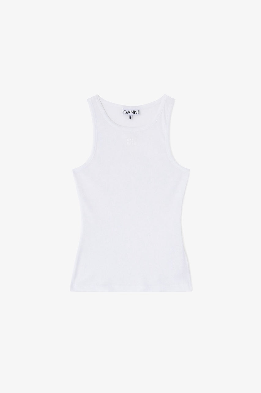 Soft Cotton Rib Tank Top bright white